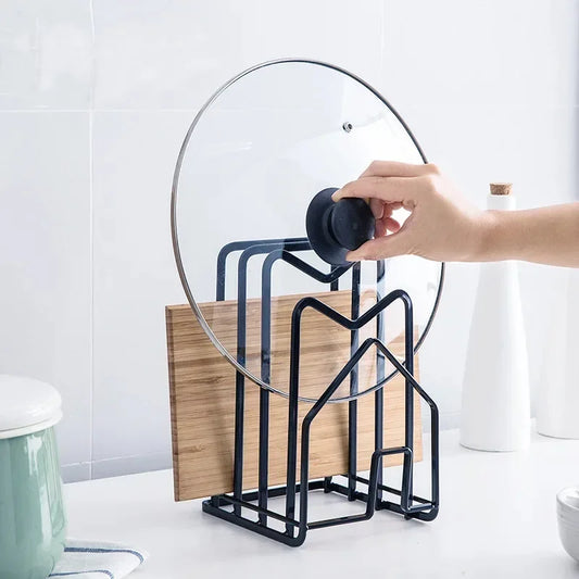 Eleganter Küchenorganizer für Topfdeckel und Schneidebretter