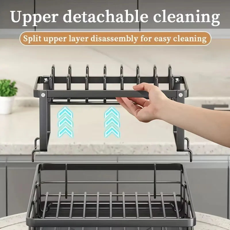 Edelstahl Geschirrabtropfgestell – 2-stufige Eleganz für Ihre Küche