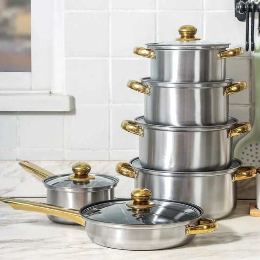 Atheltichub 12-teiliges Edelstahl Kochgeschirr Set – Profi-Kochen leicht gemacht! ✨