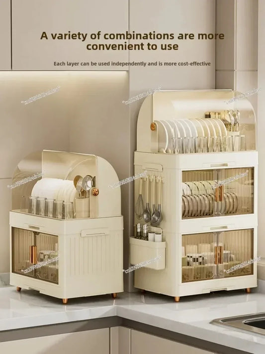 Elegantes Aufbewahrungsregal für Küchen-Geschirr mit Deckel