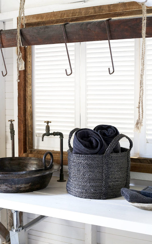 Eleganter Jutekorb in Anthrazit