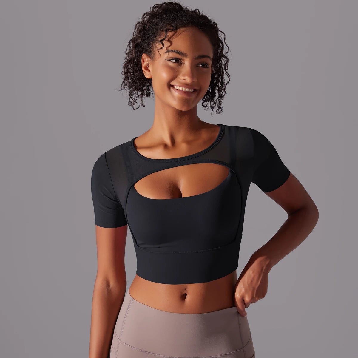 Crop mesh sport top