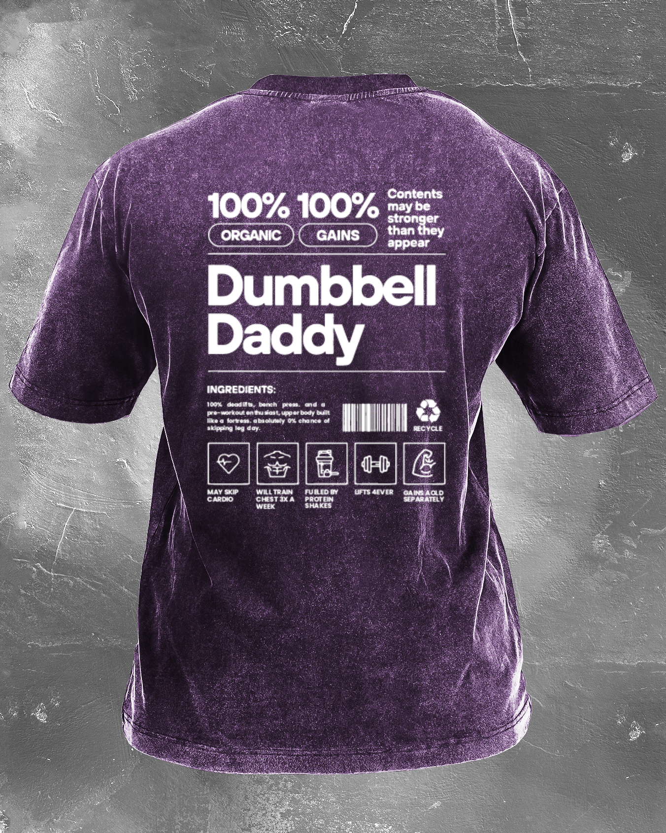 DUMBBELL DADDY: Trendiges, gewaschenes T-Shirt für Fitness-Fans
