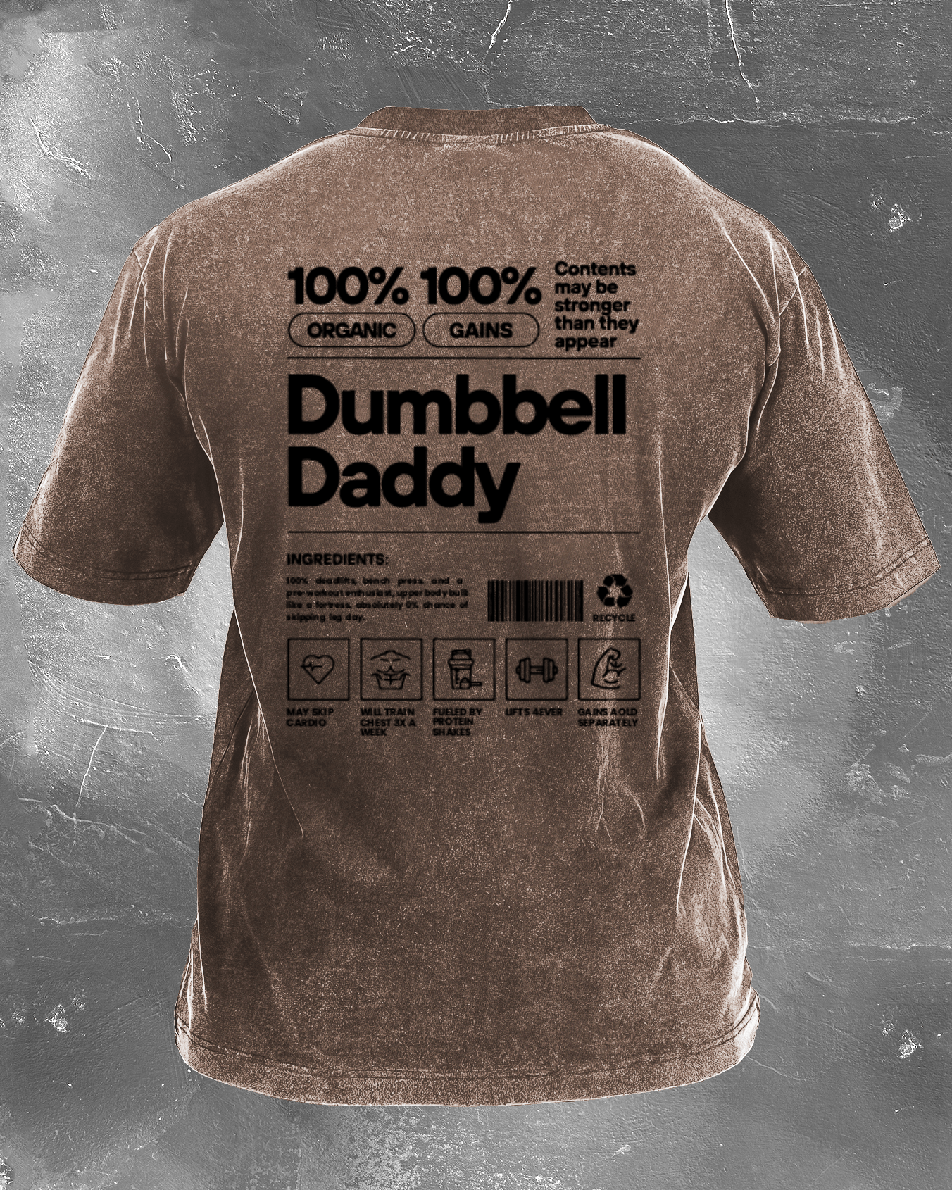 DUMBBELL DADDY: Trendiges, gewaschenes T-Shirt für Fitness-Fans