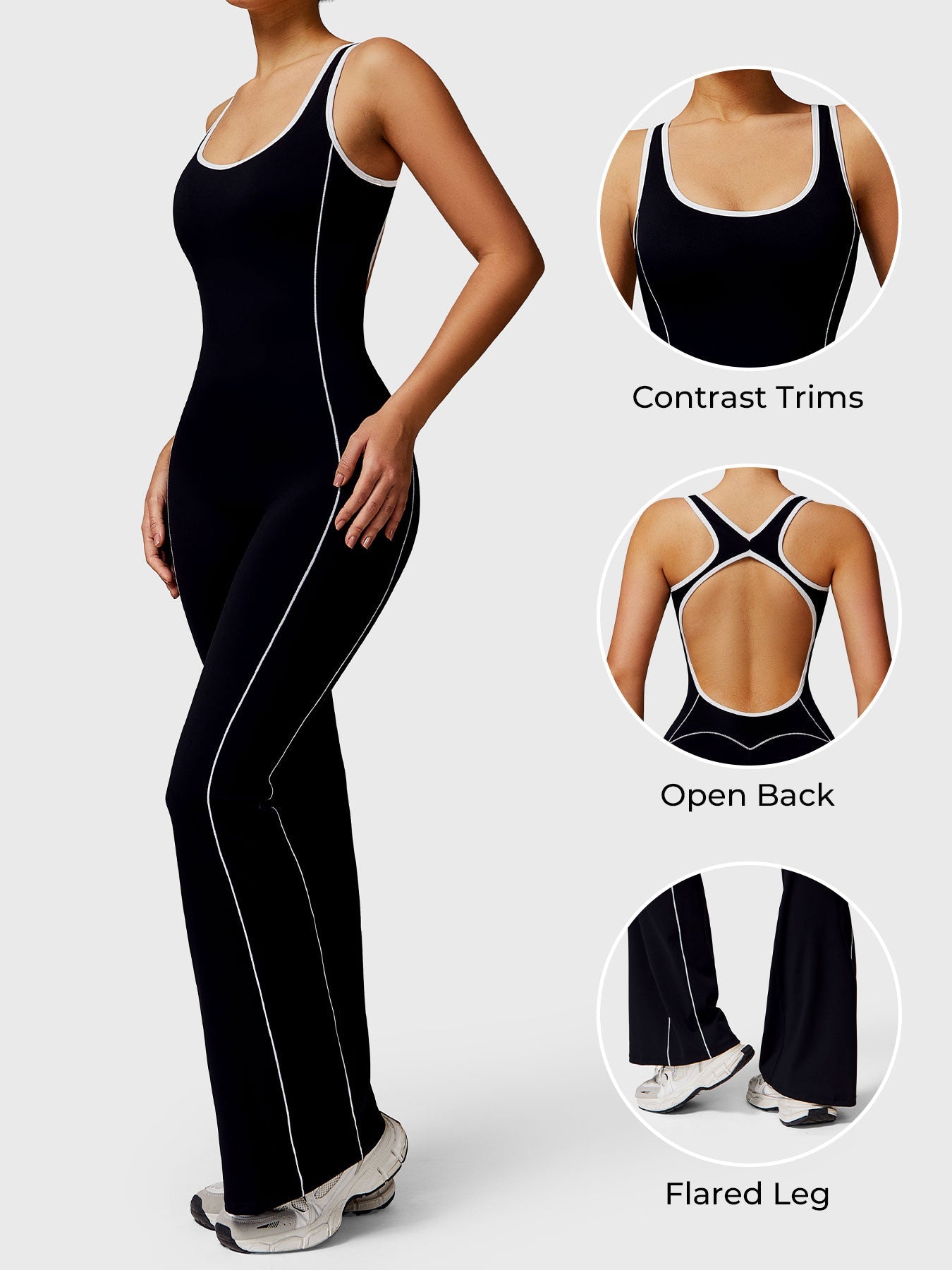 Ironfit Antonia Kontrast-Flare-Jumpsuit