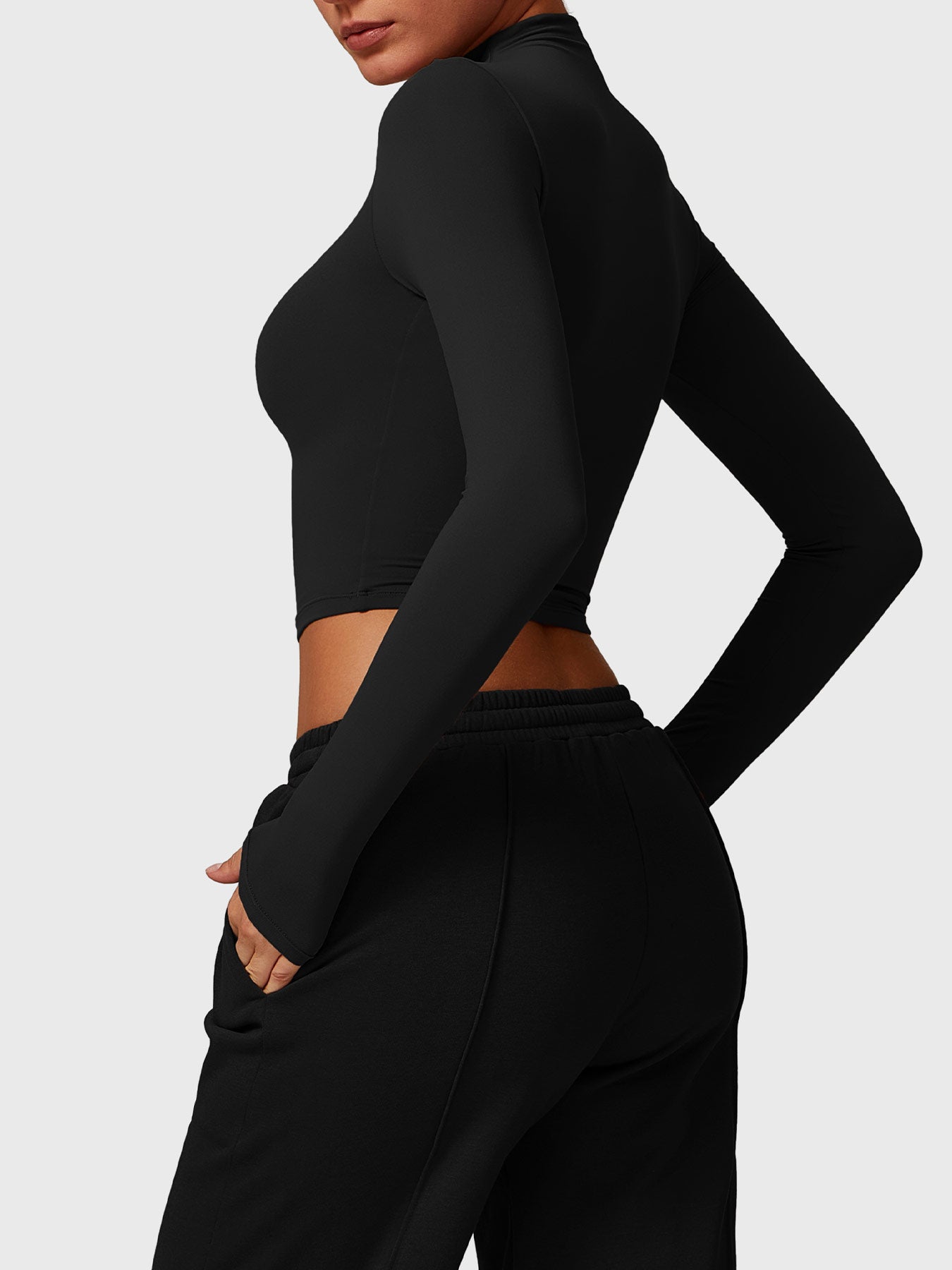 Ironfit Turtle Neck Long Sleeve Crop Top