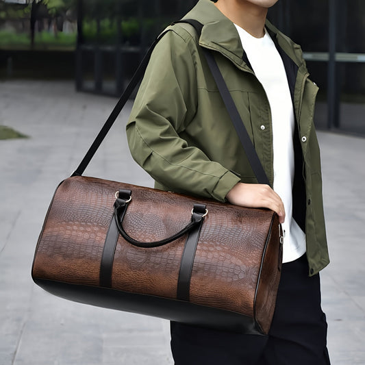 Eleganter Croc Weekender Duffle Bag