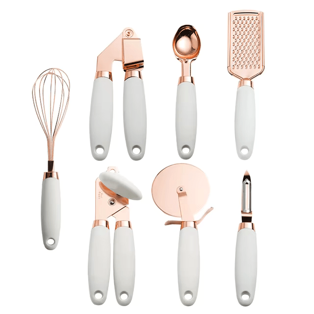Elegantes Roségold Küchenutensilien Set