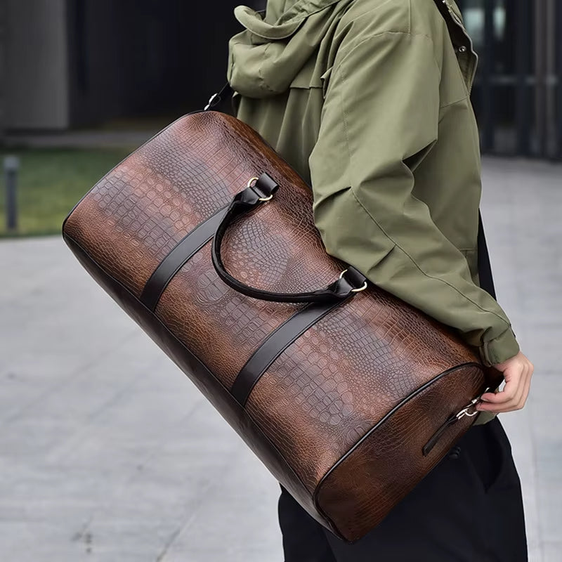 Eleganter Croc Weekender Duffle Bag