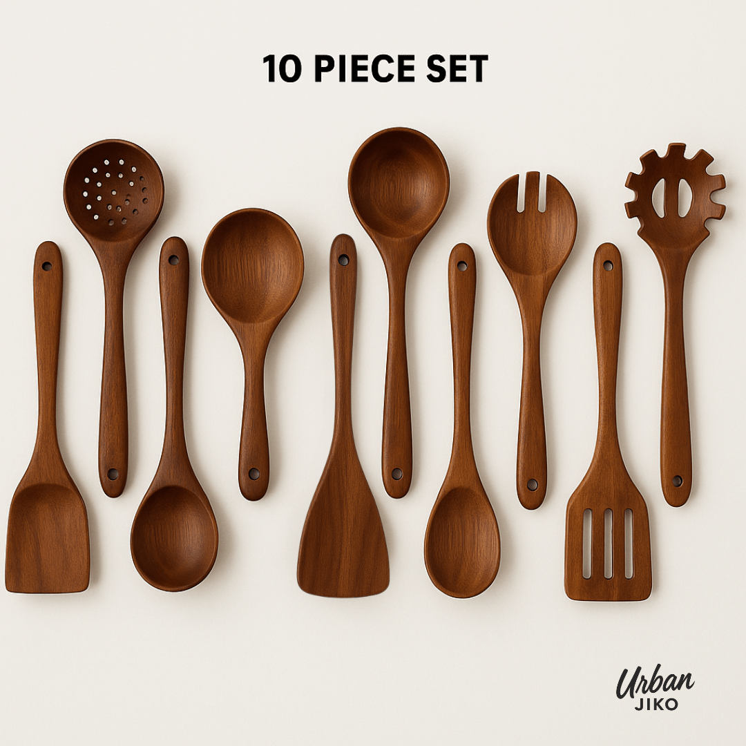 Exquisites Teak Holz Utensilien Set