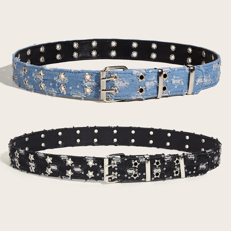 Exklusiver Sternen-Denim-Gürtel im Vintage-Look