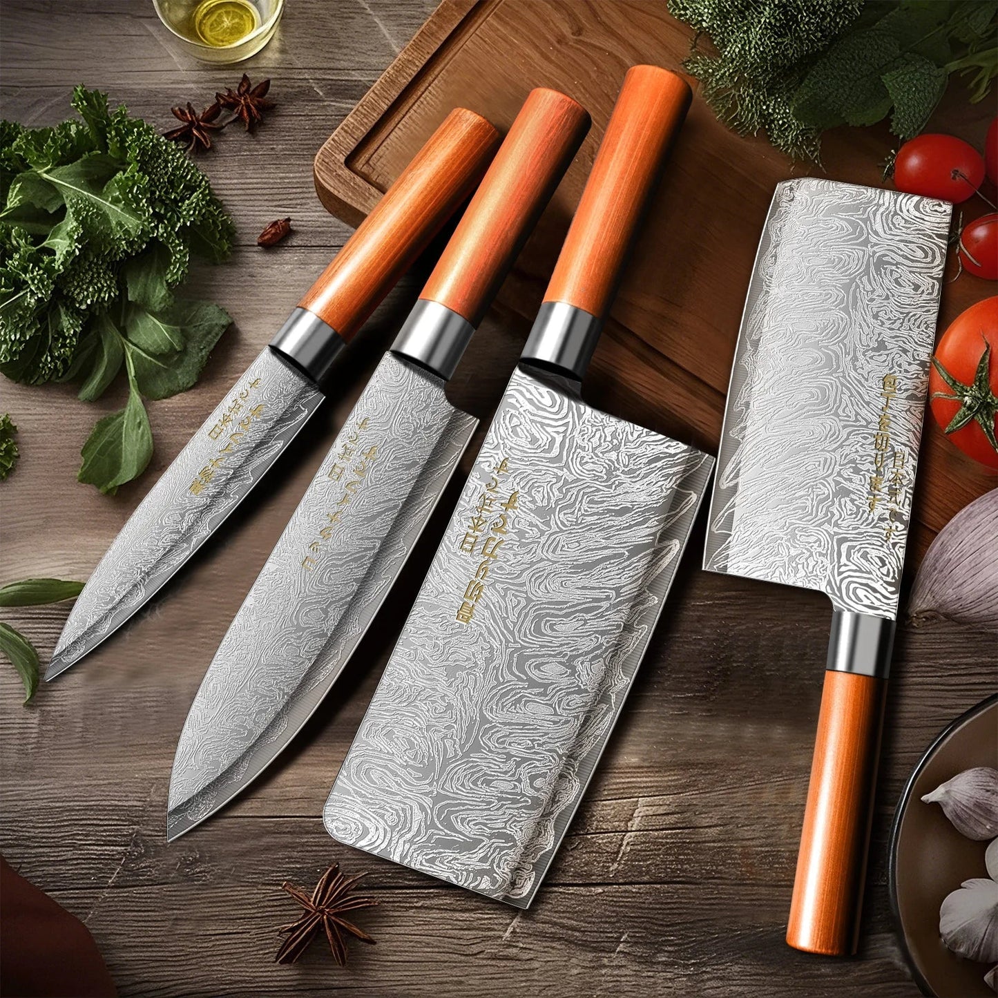 Exquisites 4-teiliges Set japanischer Kochmesser – Präzision trifft Eleganz