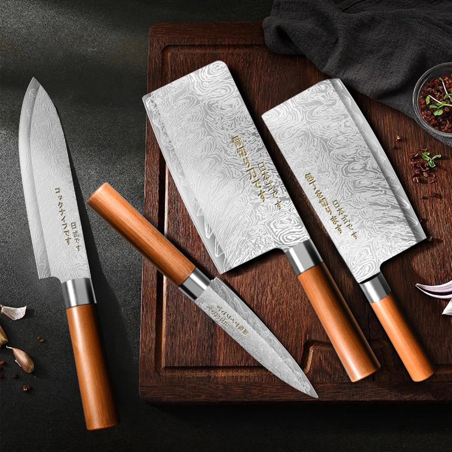 Exquisites 4-teiliges Set japanischer Kochmesser – Präzision trifft Eleganz