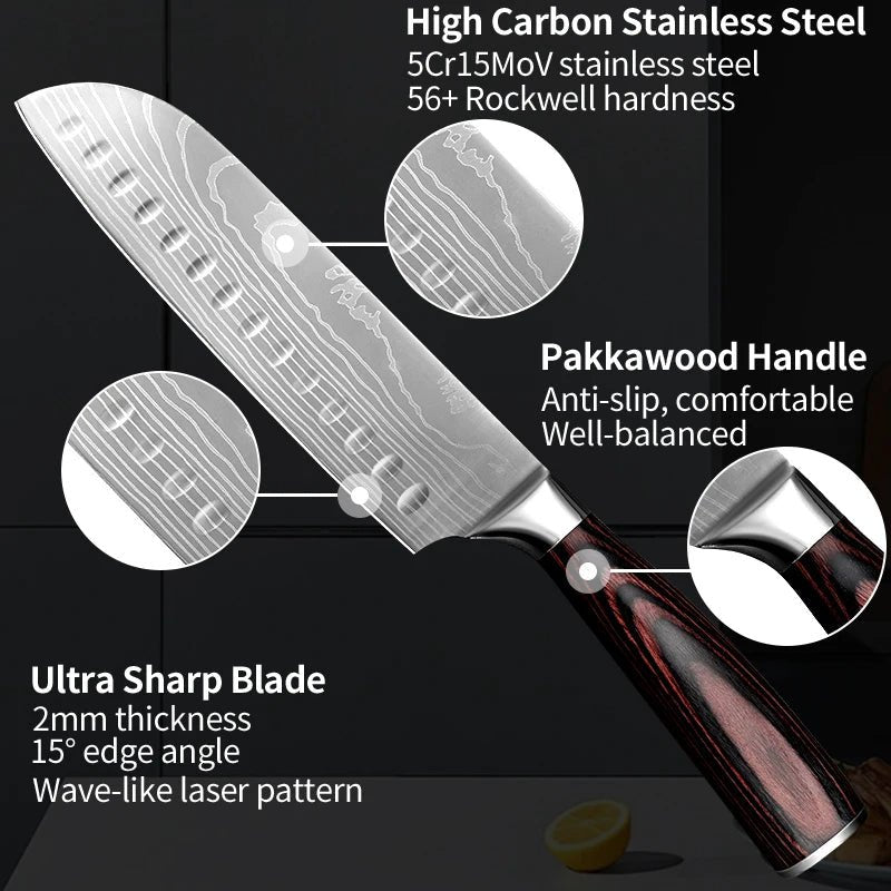 Exquisites 7-teiliges Damaststahl-Messer-Set