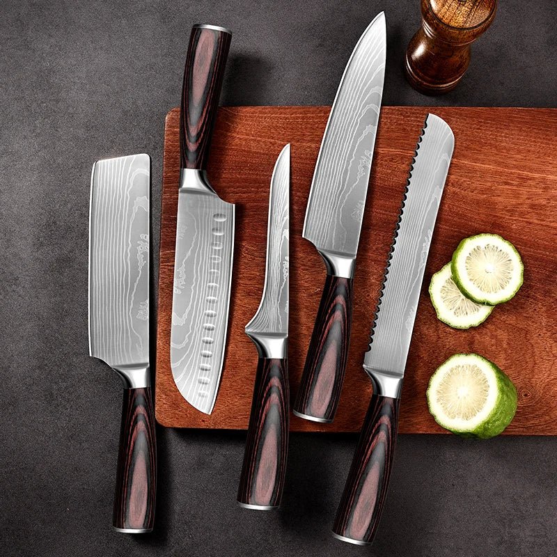 Exquisites 7-teiliges Damaststahl-Messer-Set