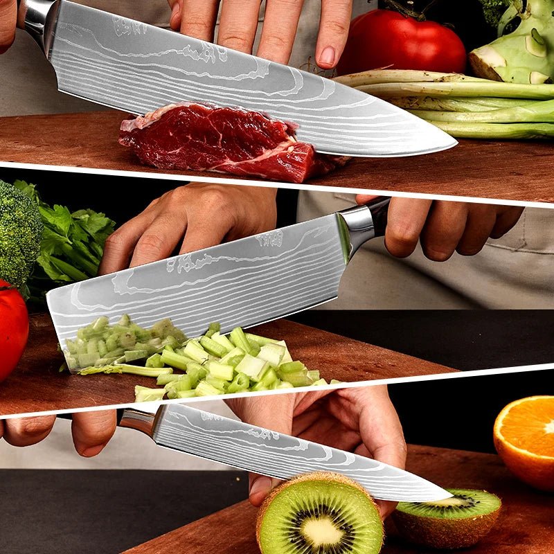 Exquisites 7-teiliges Damaststahl-Messer-Set