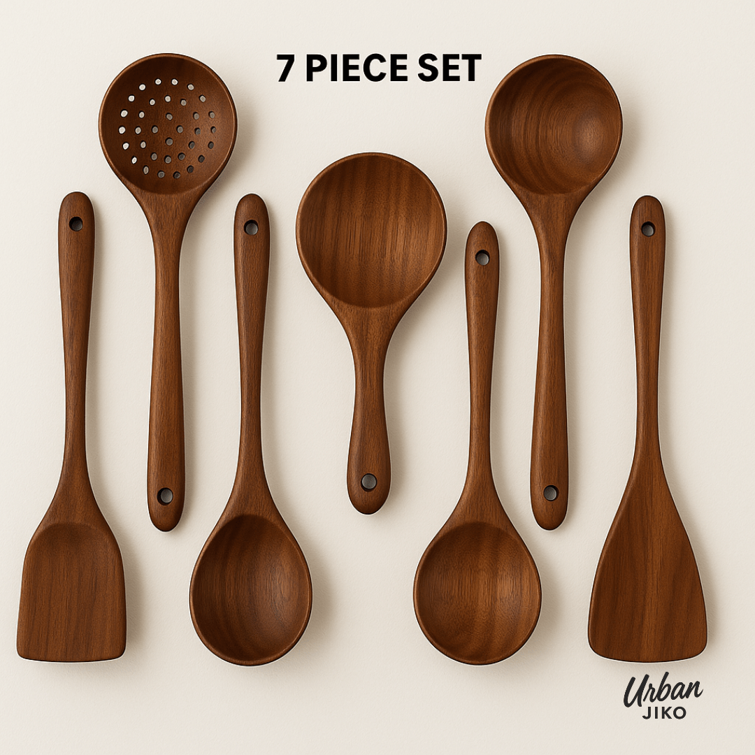 Exquisites Teak Holz Utensilien Set