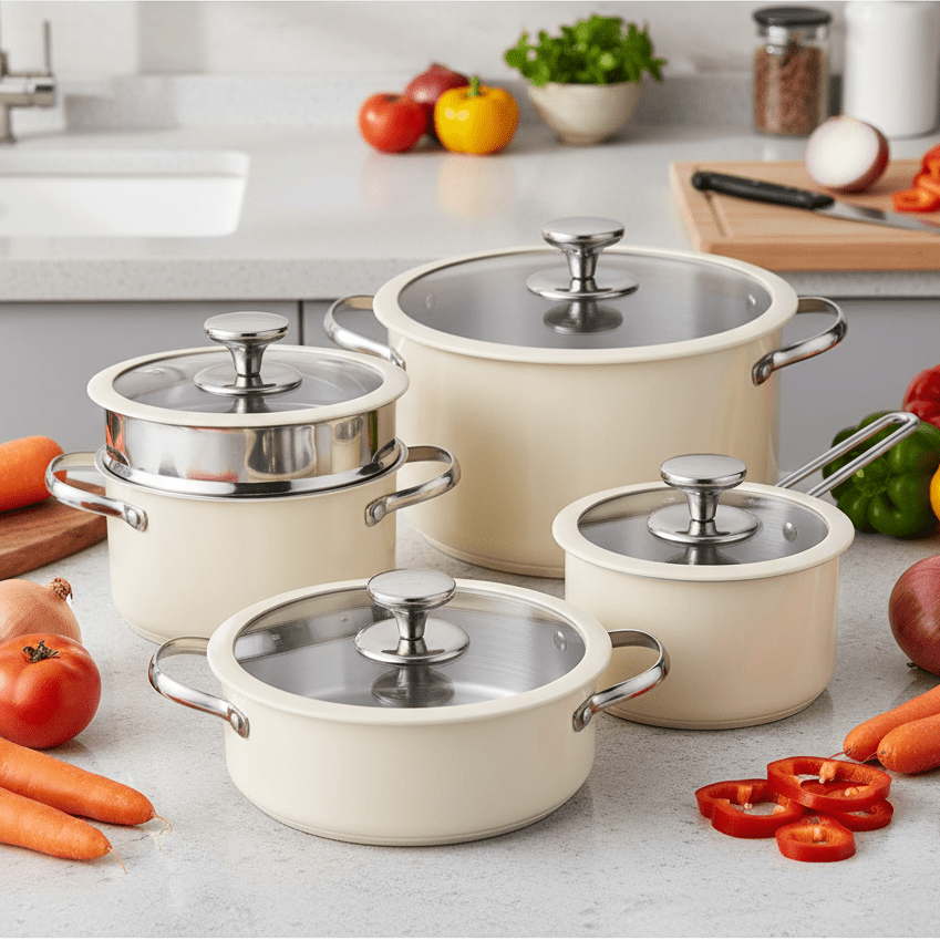 Elegantes 9-teiliges Keramiktopf-Set für anspruchsvolle Köche