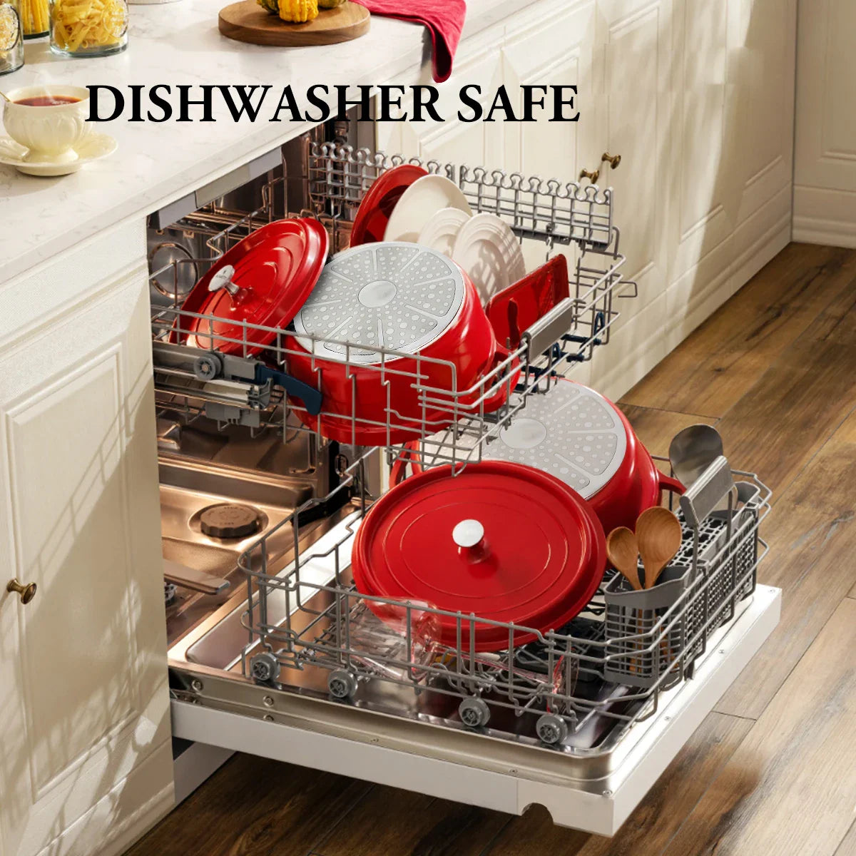 Eleganter 4L Emaille Dutch Oven – Hochwertiger Antihaft-Suppentopf in Rot