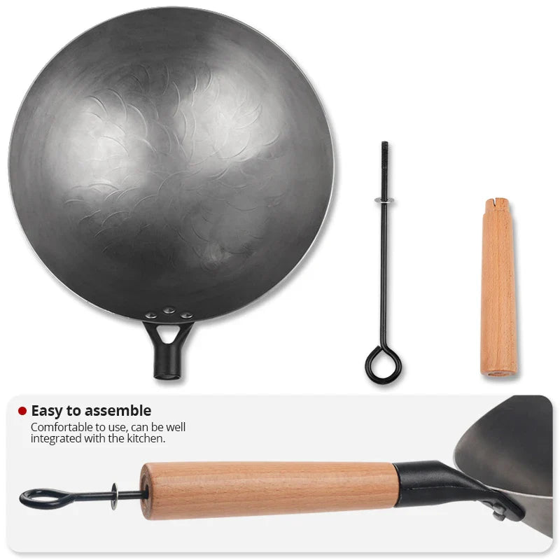 Traditioneller Handgeschmiedeter Eisen-Wok – Zeitlose Qualität für Feinschmecker