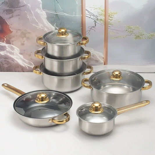 Atheltichub 12-teiliges Edelstahl Kochgeschirr Set – Profi-Kochen leicht gemacht! ✨