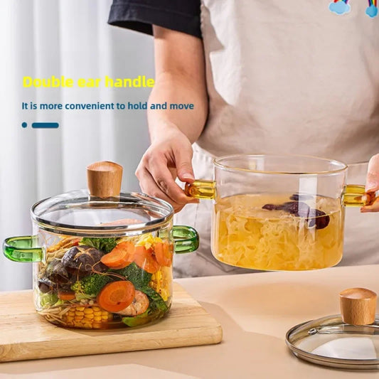 Atheltichub Transparenter Glas-Suppentopf – Hochborosilikatglas, Große Kapazität