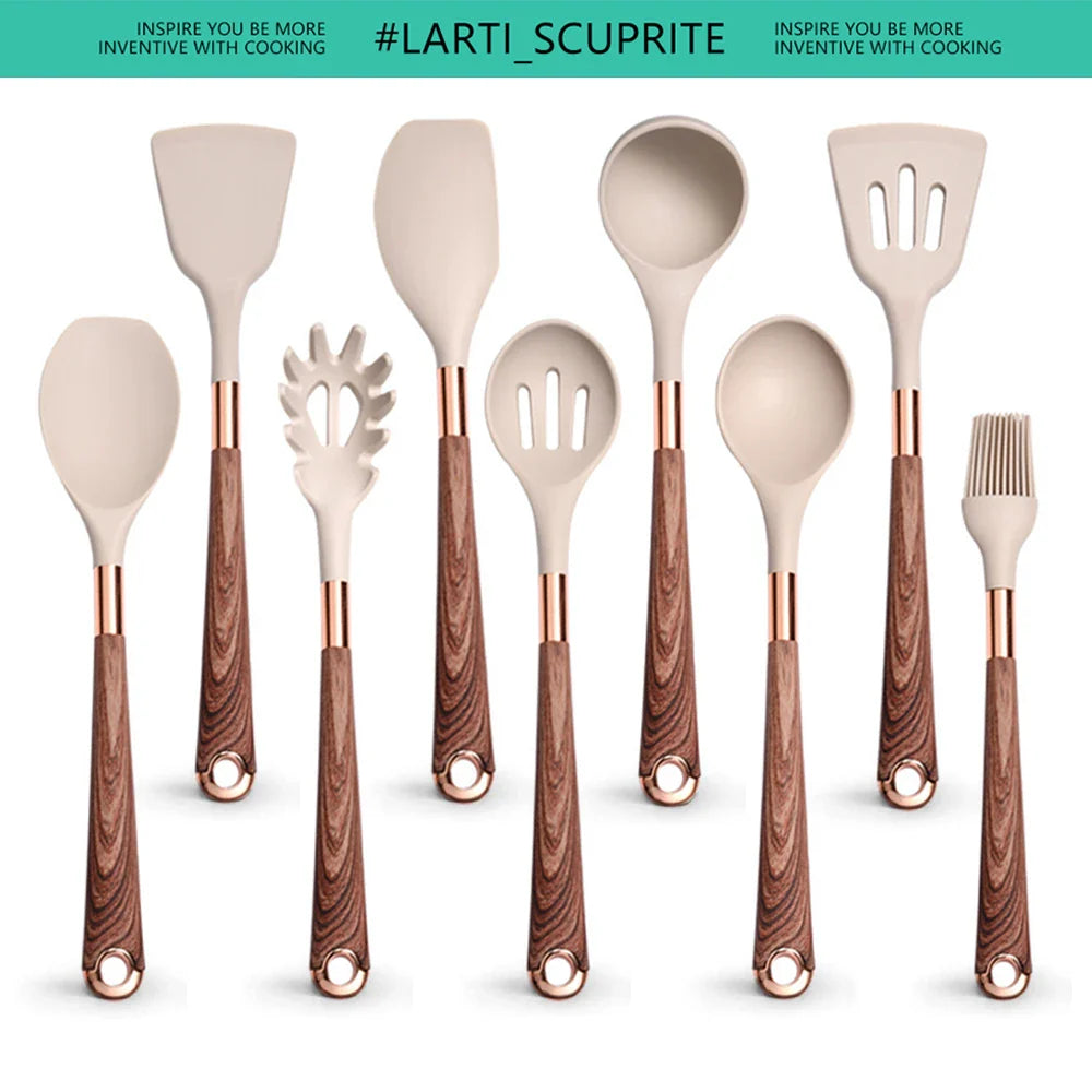 1. Hochwertiges Silikon-Kochutensilien-Set: Eleganz für Ihre Küche  
2. Premium Silikon-Mischlöffel: Stilvolles Kochen neu definiert  
3. Edles Silikon-Kochset: Funktionalität trifft Design  
4. Antihafte Silikonutensilien: Perfektion für kulinarische Mei