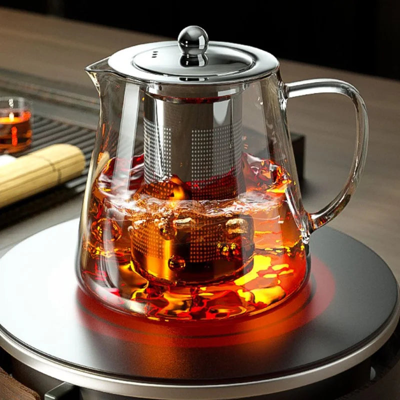 „Elegante Glasteekanne mit Edelstahl-Infuser – Exquisites Kung Fu Teeset“