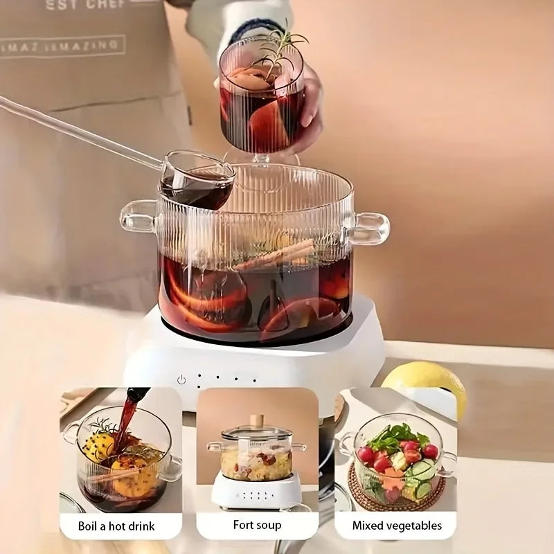 Eleganter Borosilikatglas-Kochtopf 1,6L – Hitzebeständig und Stilvoll
