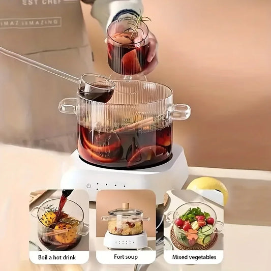 Eleganter Borosilikatglas-Kochtopf 1,6L – Hitzebeständig und Stilvoll