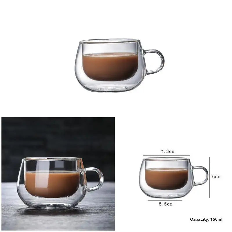 Elegante Doppelwandige Glaskaffeetasse für stilvollen Genuss