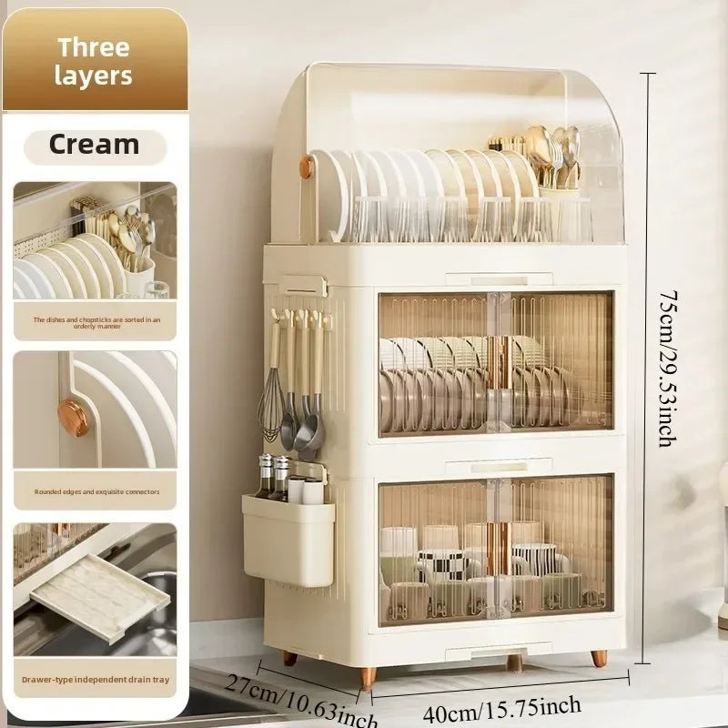 Elegantes Aufbewahrungsregal für Küchen-Geschirr mit Deckel