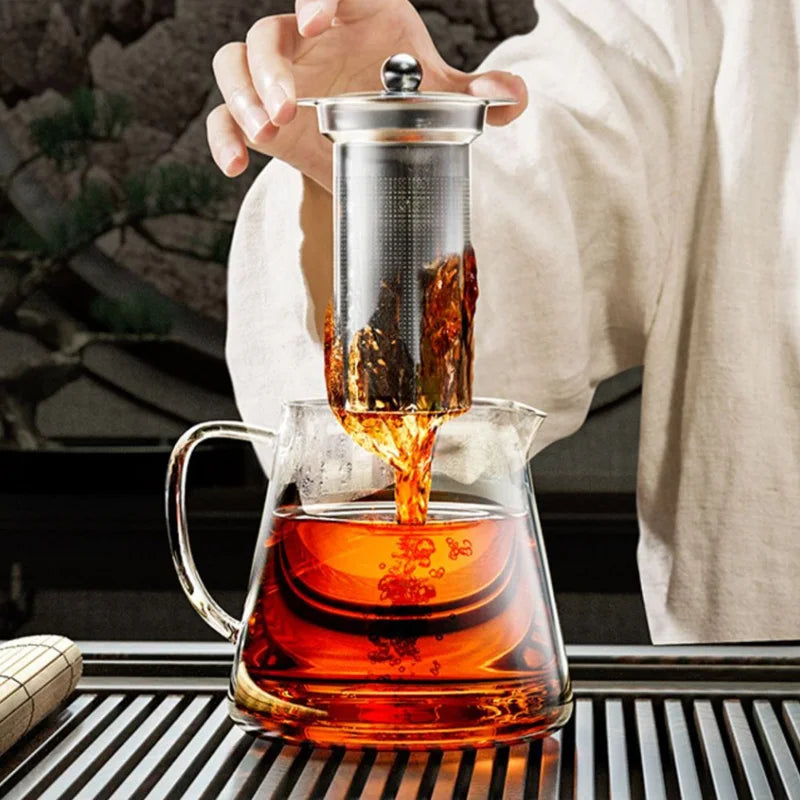 „Elegante Glasteekanne mit Edelstahl-Infuser – Exquisites Kung Fu Teeset“