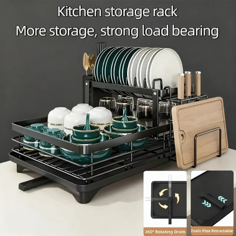 Edelstahl Geschirrabtropfgestell – 2-stufige Eleganz für Ihre Küche