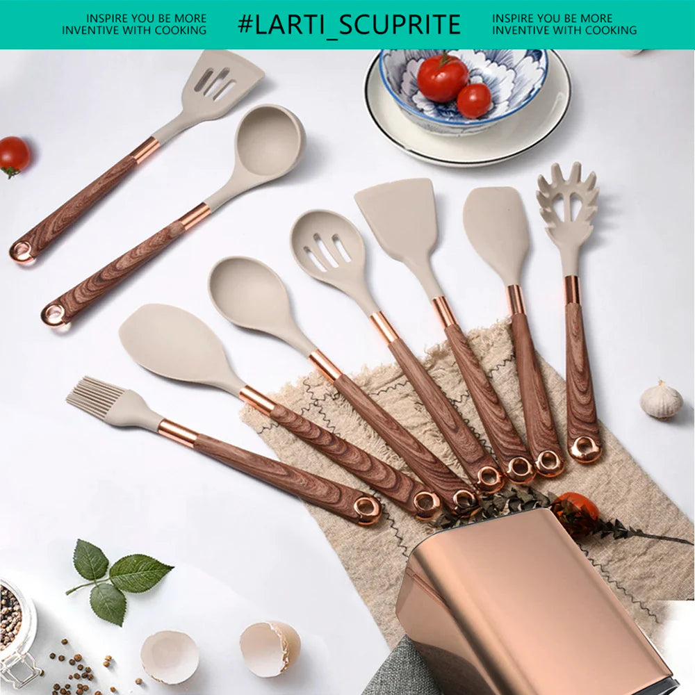 1. Hochwertiges Silikon-Kochutensilien-Set: Eleganz für Ihre Küche  
2. Premium Silikon-Mischlöffel: Stilvolles Kochen neu definiert  
3. Edles Silikon-Kochset: Funktionalität trifft Design  
4. Antihafte Silikonutensilien: Perfektion für kulinarische Mei