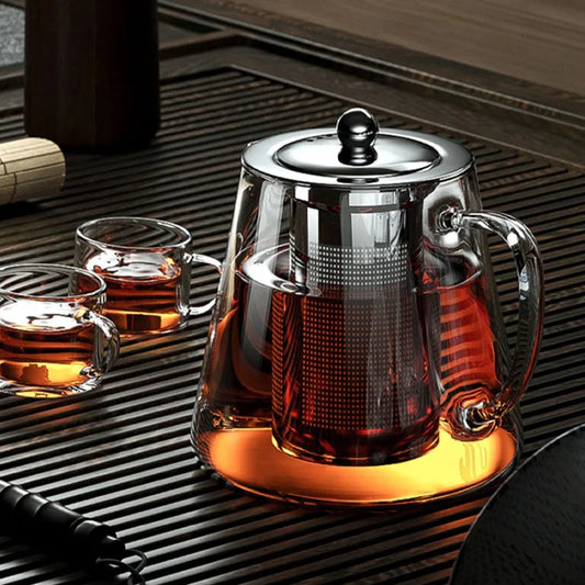„Elegante Glasteekanne mit Edelstahl-Infuser – Exquisites Kung Fu Teeset“