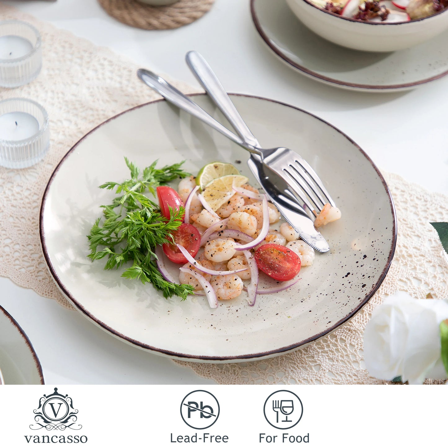 MALACASA NAVIA: Elegantes 12-teiliges Keramikgeschirr-Set für stilvolles Dining