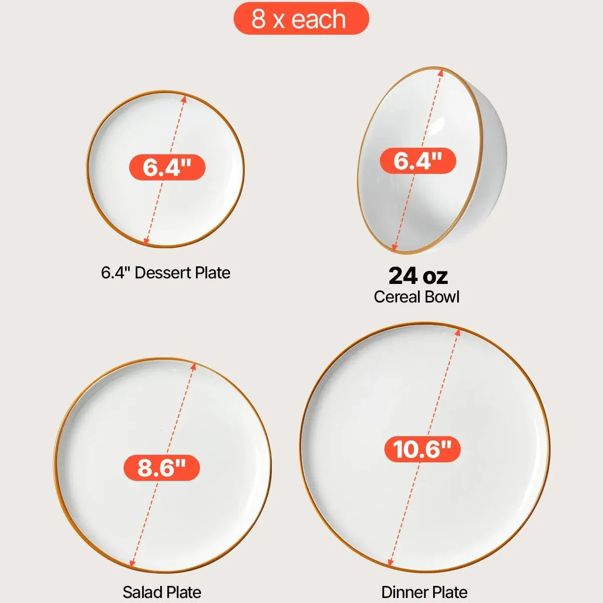 Elegantes Keramisches Geschirrset mit Goldakzenten