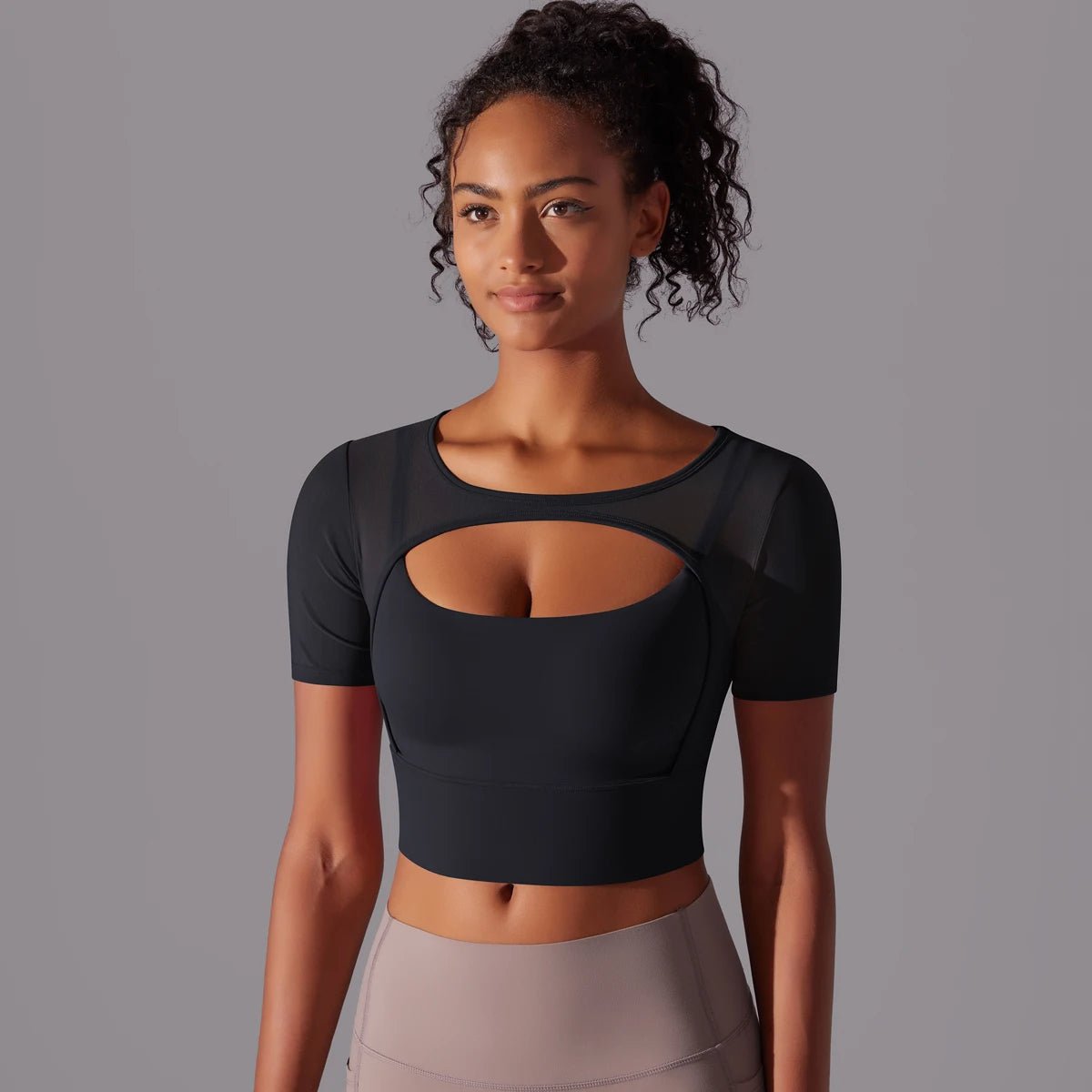 Crop mesh sport top