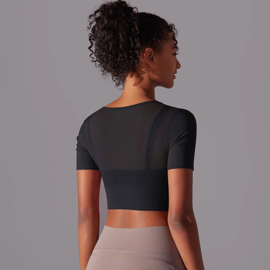 Crop mesh sport top