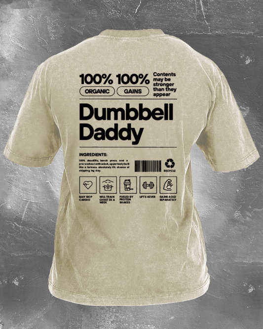 DUMBBELL DADDY: Trendiges, gewaschenes T-Shirt für Fitness-Fans