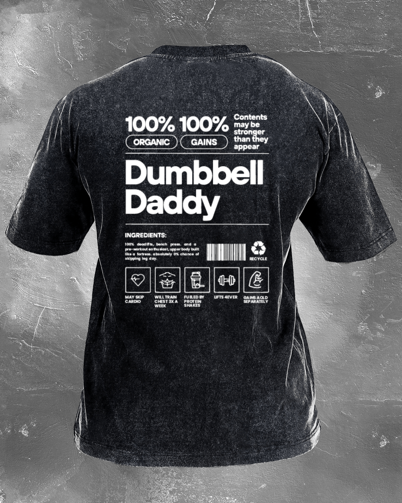 DUMBBELL DADDY: Trendiges, gewaschenes T-Shirt für Fitness-Fans