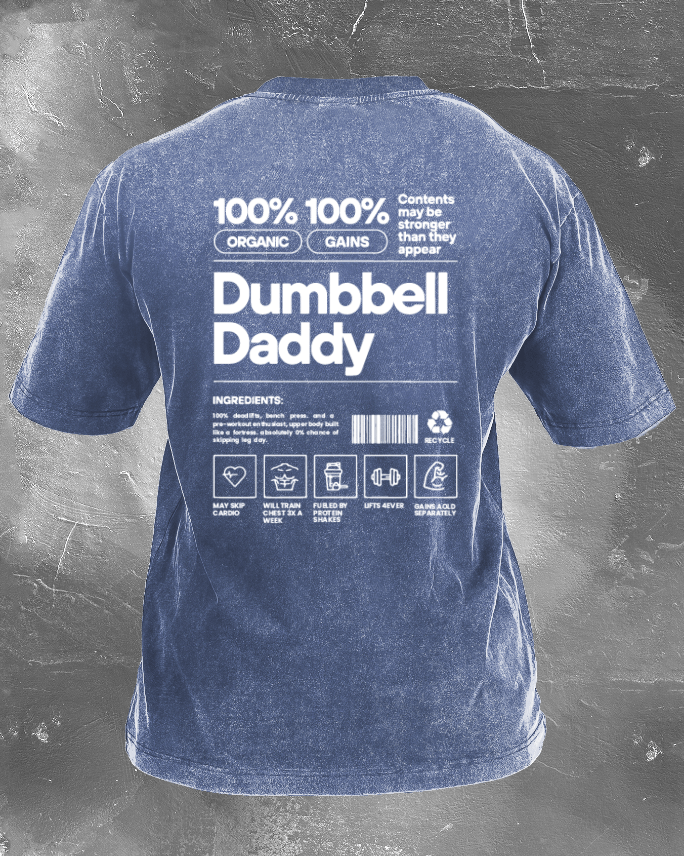 DUMBBELL DADDY: Trendiges, gewaschenes T-Shirt für Fitness-Fans