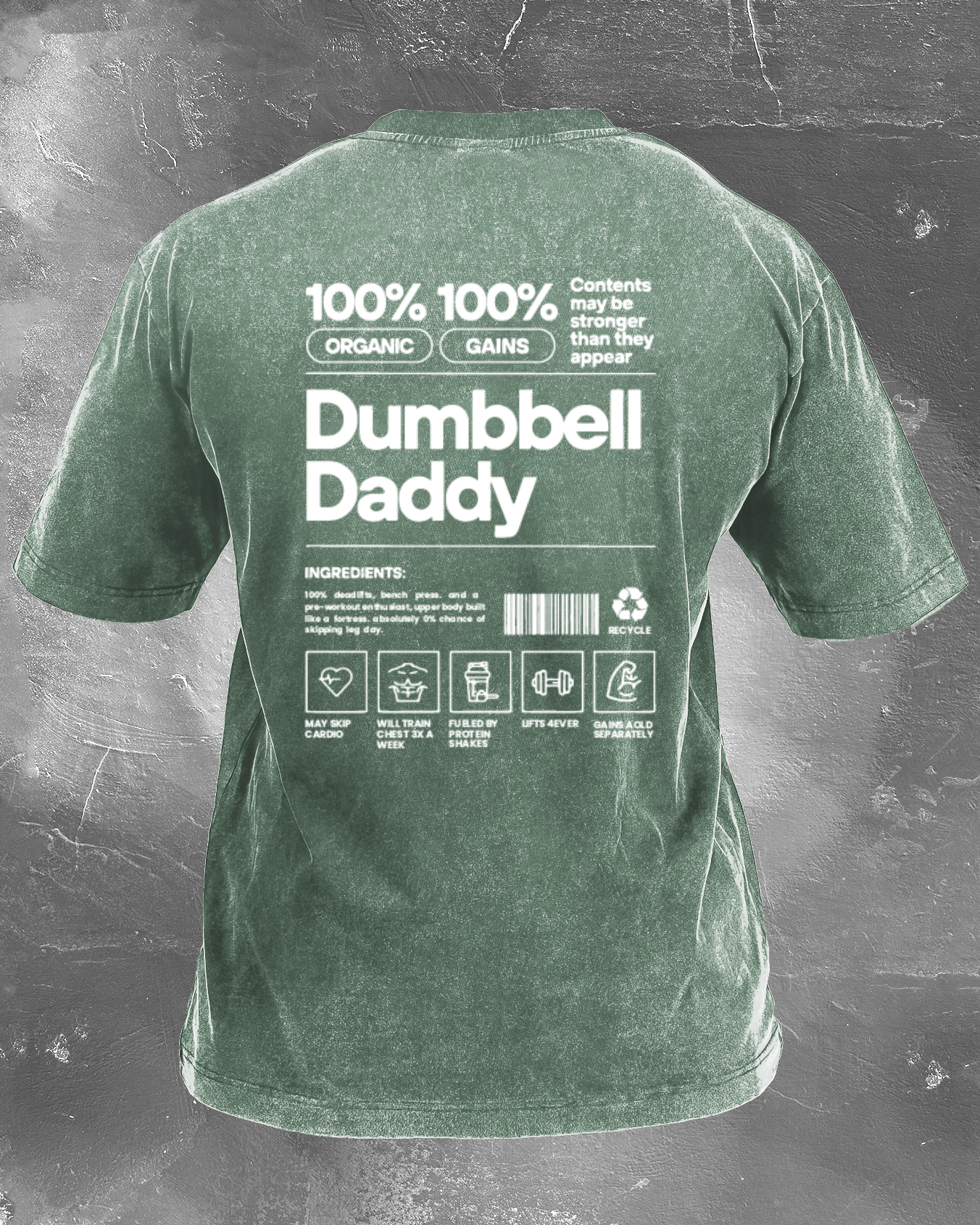 DUMBBELL DADDY: Trendiges, gewaschenes T-Shirt für Fitness-Fans