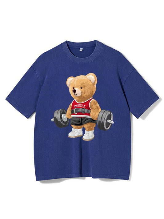 Washed Gym T-Shirt 'Exercise Bear' – Stilvoll & Bequem für dein Workout