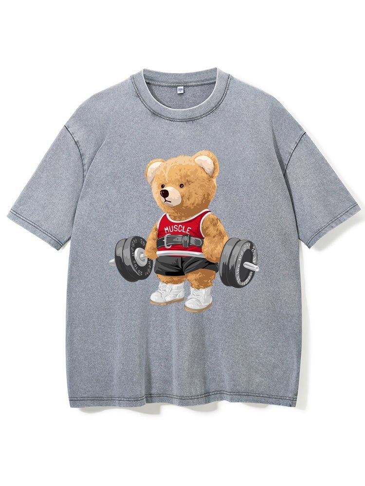 Washed Gym T-Shirt 'Exercise Bear' – Stilvoll & Bequem für dein Workout