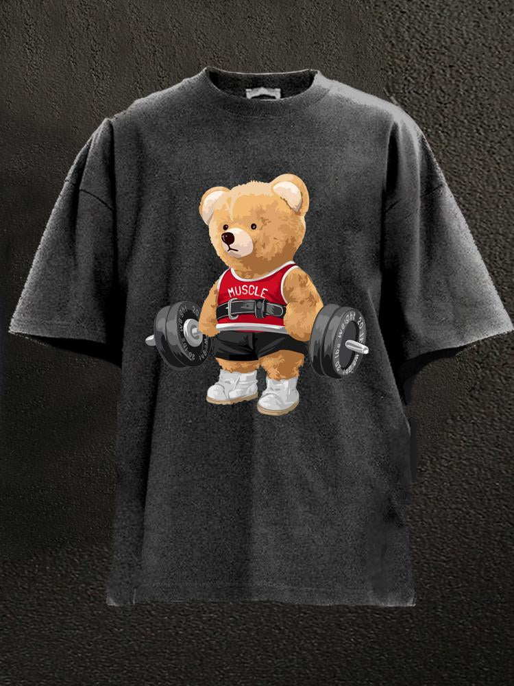 Washed Gym T-Shirt 'Exercise Bear' – Stilvoll & Bequem für dein Workout