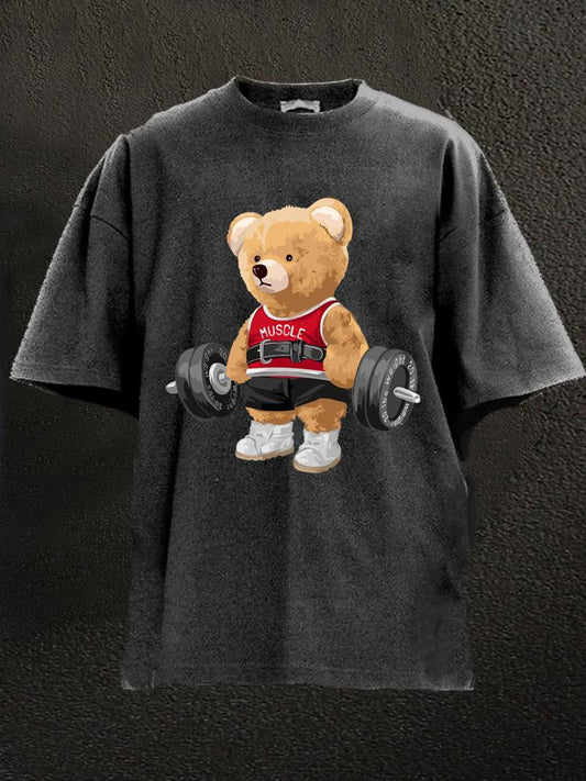 Washed Gym T-Shirt 'Exercise Bear' – Stilvoll & Bequem für dein Workout