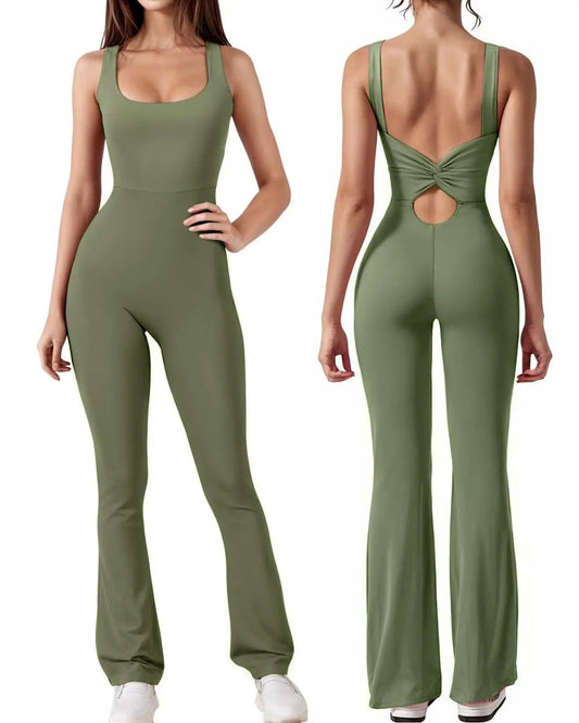 Flare-Jumpsuit mit Korsett-Rücken