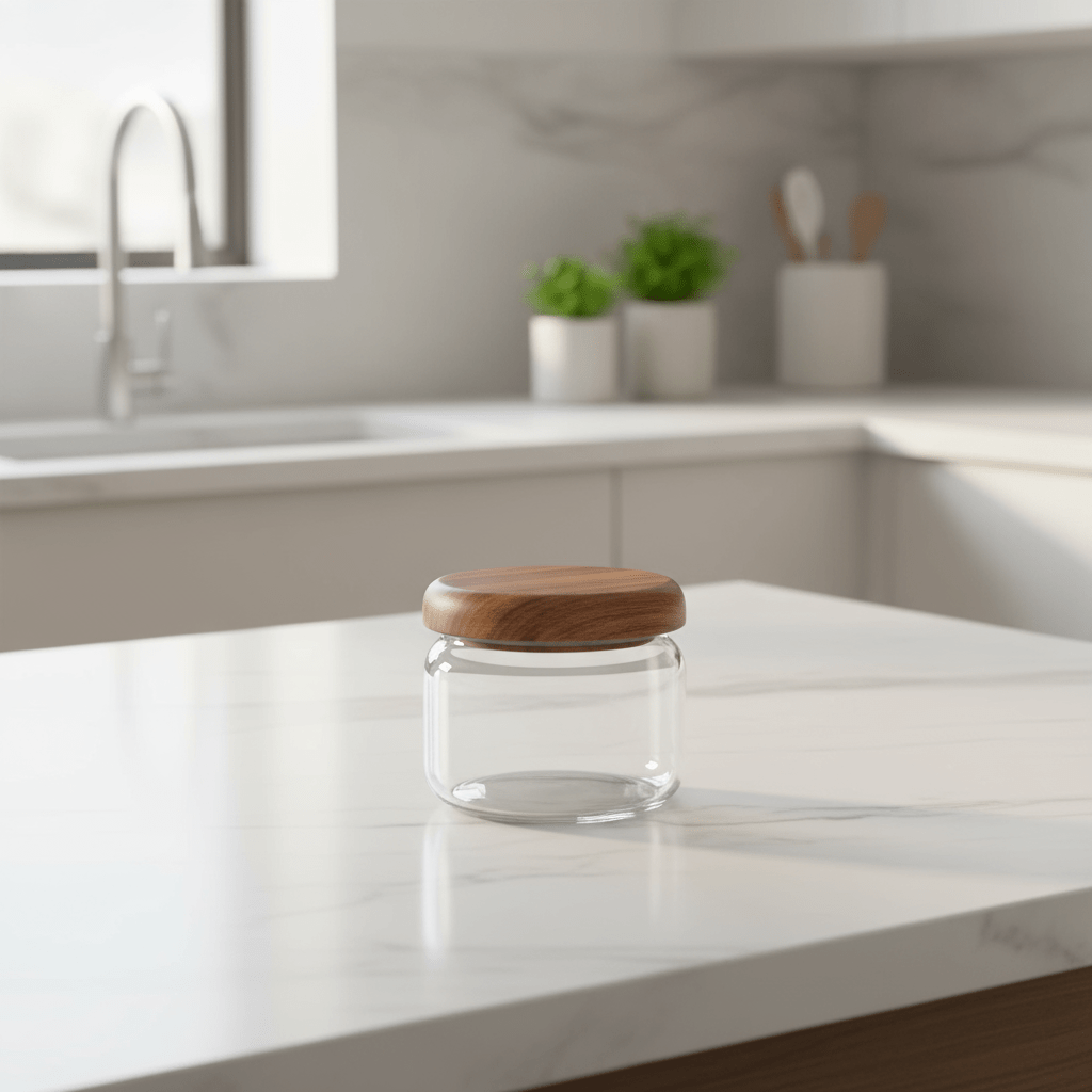 Eleganter Glasvorratsbehälter mit Akazienholzdeckel